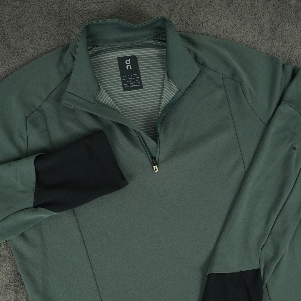 On Cloud Weather Shirt Mens Medium Green‎ 1/4 Zip Long Sleeve Running Pullover